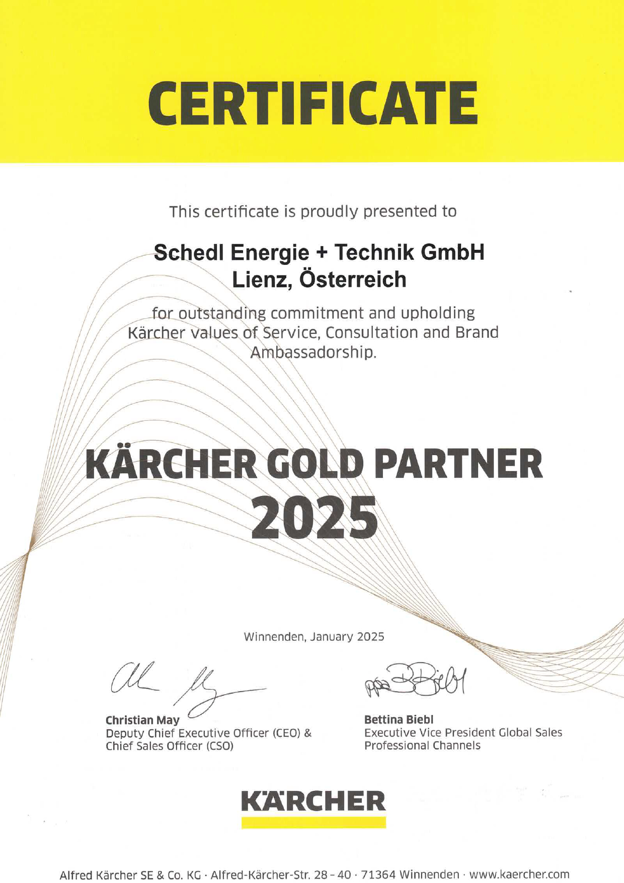 Kärcher Gold Partner Auszeichnung 2025